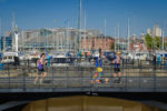 Runners crossing Hull Marina