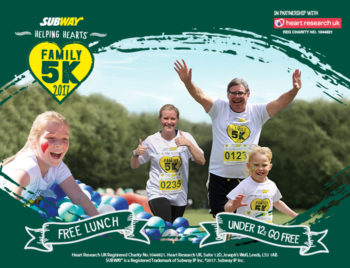 SUBWAY Helping Hearts™ Family 5K fun run, 4th June 2017