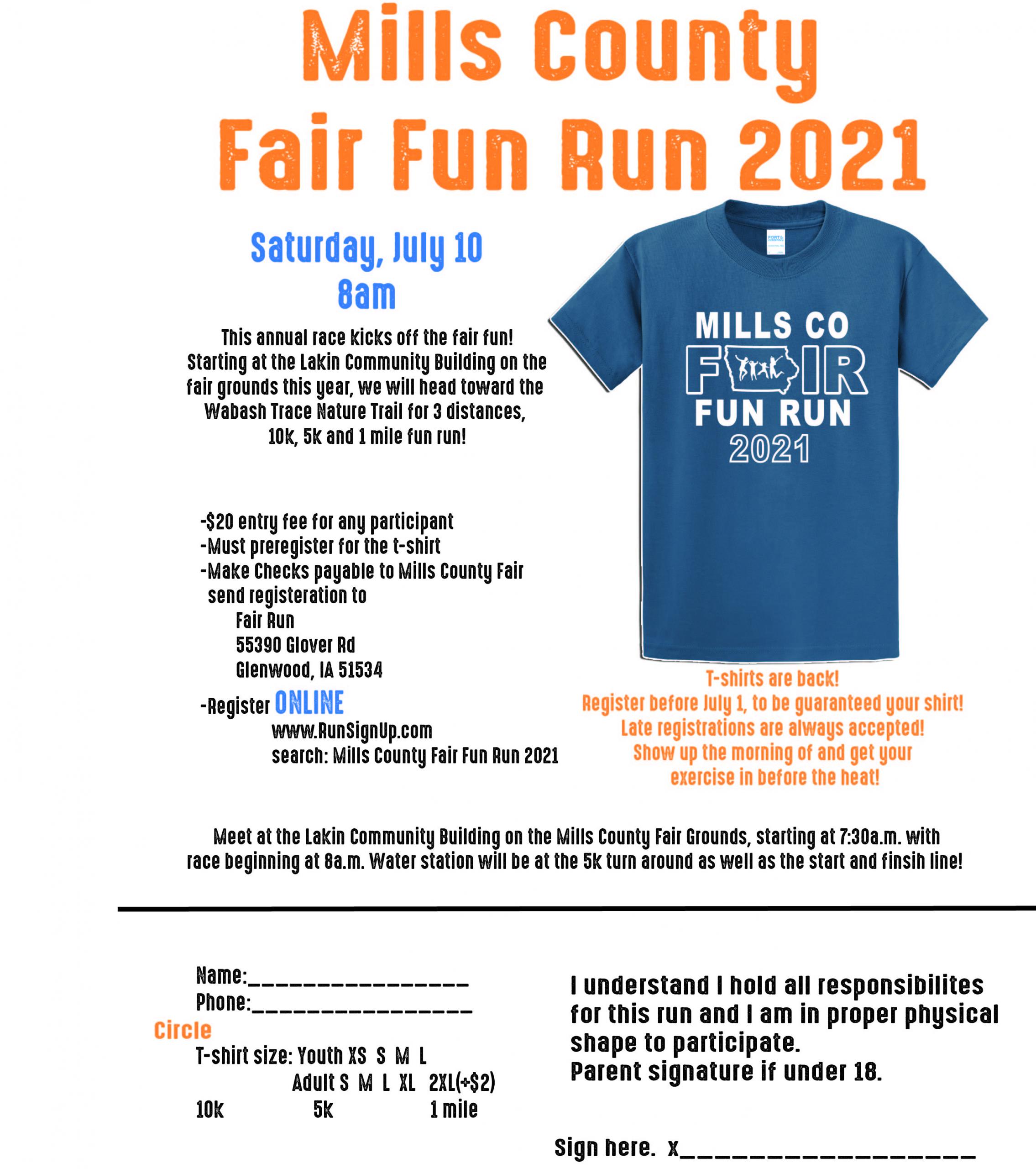 1 Mile, 10K, 5K Race ARCHIVED RACE Mills County Fair Fun Run 2021
